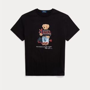 Polo Ralph Lauren Classic Fit Polo Bear Jersey T-Shirt Holiday Size Small Black